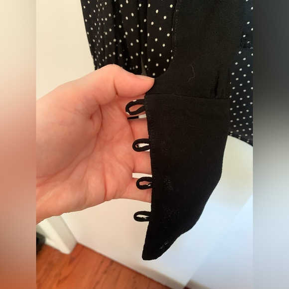 Reformation Sheer black and white polka dot Blouse with buttons size 10 - Picture 4 of 11